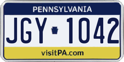PA license plate JGY1042