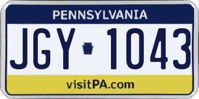 PA license plate JGY1043