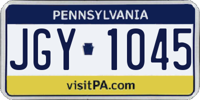 PA license plate JGY1045