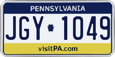 PA license plate JGY1049