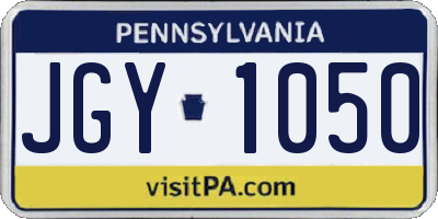 PA license plate JGY1050