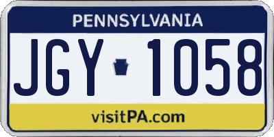 PA license plate JGY1058