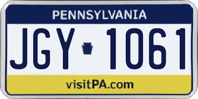 PA license plate JGY1061