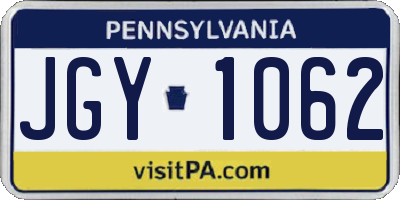 PA license plate JGY1062