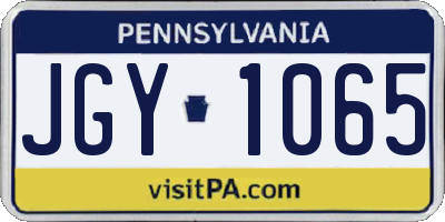 PA license plate JGY1065