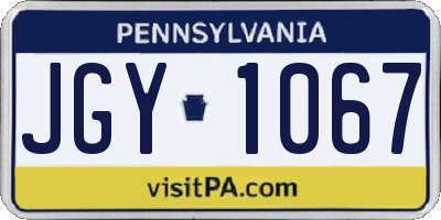 PA license plate JGY1067