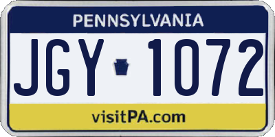 PA license plate JGY1072