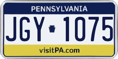 PA license plate JGY1075