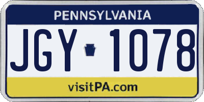 PA license plate JGY1078