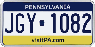 PA license plate JGY1082