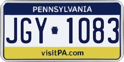 PA license plate JGY1083