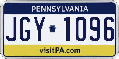 PA license plate JGY1096