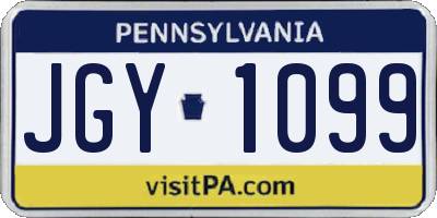 PA license plate JGY1099