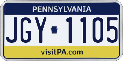 PA license plate JGY1105
