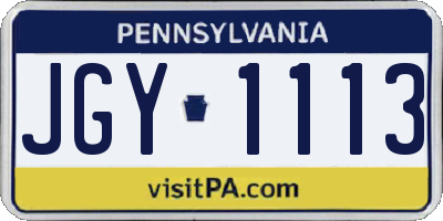 PA license plate JGY1113