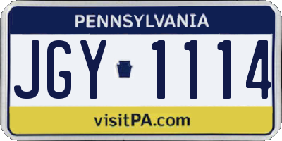 PA license plate JGY1114