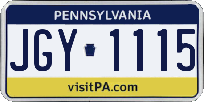 PA license plate JGY1115