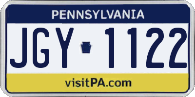 PA license plate JGY1122