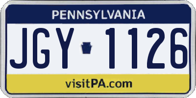 PA license plate JGY1126
