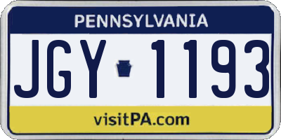 PA license plate JGY1193