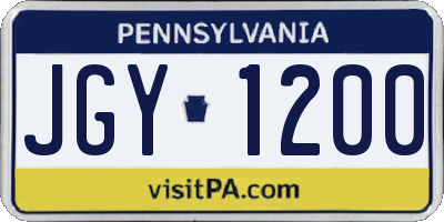 PA license plate JGY1200
