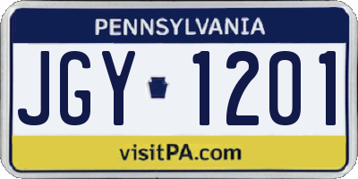 PA license plate JGY1201