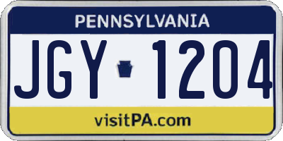 PA license plate JGY1204