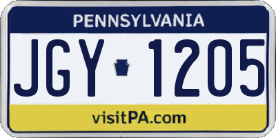 PA license plate JGY1205