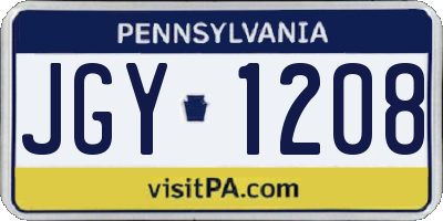 PA license plate JGY1208