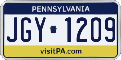 PA license plate JGY1209