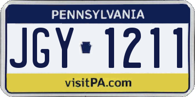 PA license plate JGY1211