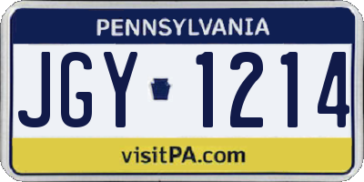 PA license plate JGY1214