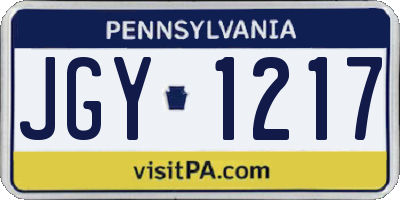 PA license plate JGY1217