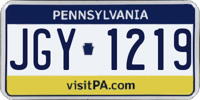 PA license plate JGY1219