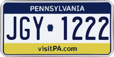 PA license plate JGY1222