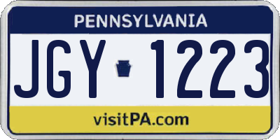 PA license plate JGY1223