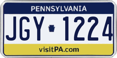 PA license plate JGY1224