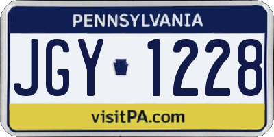 PA license plate JGY1228