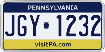 PA license plate JGY1232