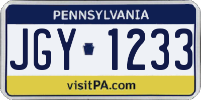 PA license plate JGY1233
