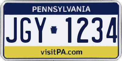 PA license plate JGY1234