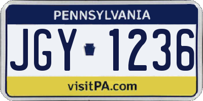 PA license plate JGY1236