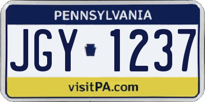 PA license plate JGY1237