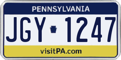 PA license plate JGY1247
