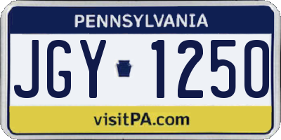 PA license plate JGY1250