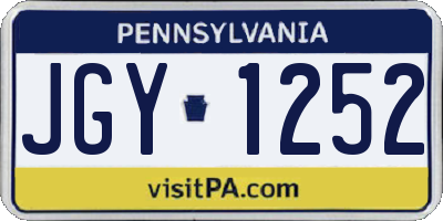 PA license plate JGY1252