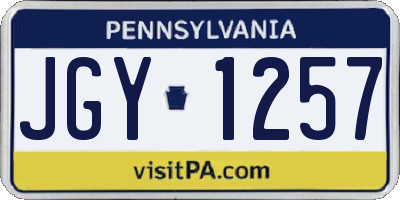 PA license plate JGY1257