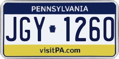 PA license plate JGY1260