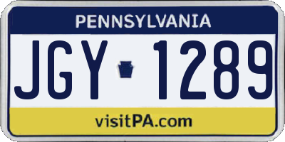 PA license plate JGY1289