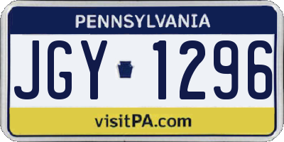 PA license plate JGY1296